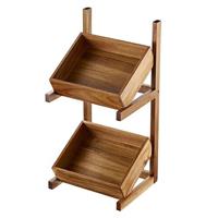 ALZATA BUFFET 2 PIANI GN.1/2 ACACIA  S5087 CM.35X30 H.70 LEONE