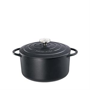 CASSERUOLA TONDA PROVENCE GHISA NERA CM.28X13 LT.6,6 KUCHENPROFI