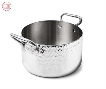 CASSERUOLA ALTA 2 MANICI ALUM104M ALUINOX MARTELLATO 3PLY | DA CM.16