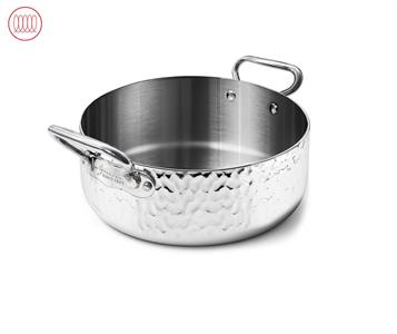 CASSERUOLA BASSA 2 MANICI ALUM106M ALUINOX MARTELLATO 3PLY |DA CM.20