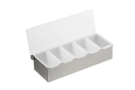 PORTACONDIMENTI INOX 5 SCOMPARTI CM.28X15X10 T5057 LEONE