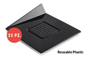 VASSOIO RIUTILIZZABILE QUADRO PZ.25 8,3X8,3 NERO - BLACK TRAYS