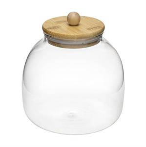BARATTOLO VETRO COPERCHIO LEGNO 26584 DIAM.14 ALTEZZA 16