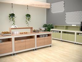 BREAK POSTAZIONE MODULARE CON RUOTE  016MOBRK LAMINATO E METALLO